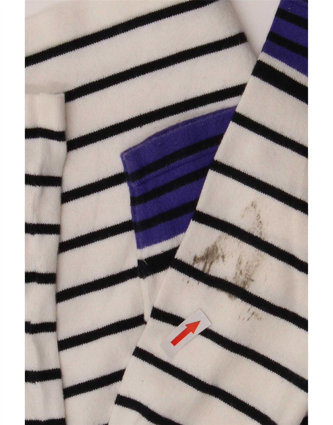 Top curto feminino Marks & Spencer manga comprida Reino Unido 14 listrado branco médio