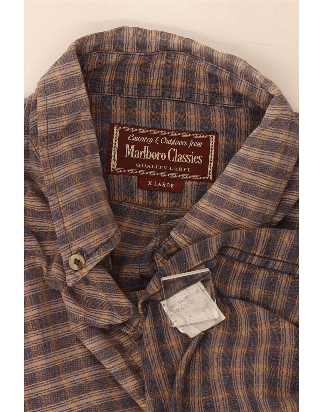Camisa masculina Marlboro Classics XL marrom algodão guingão