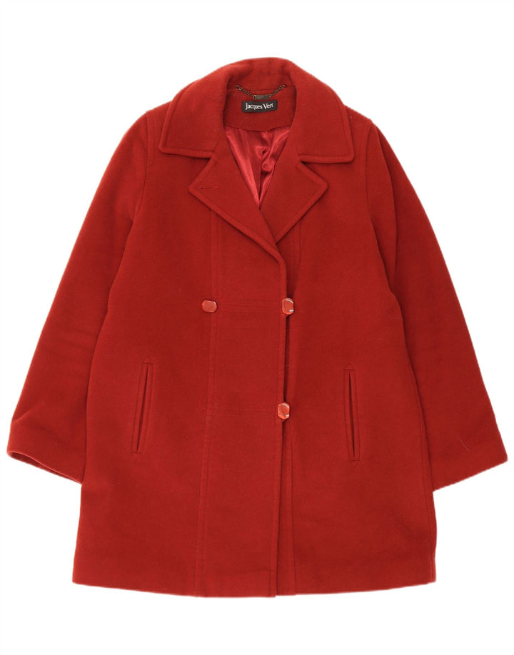 JACQUES VERT Womens Double Breasted Coat UK 12 Medium Red Wool