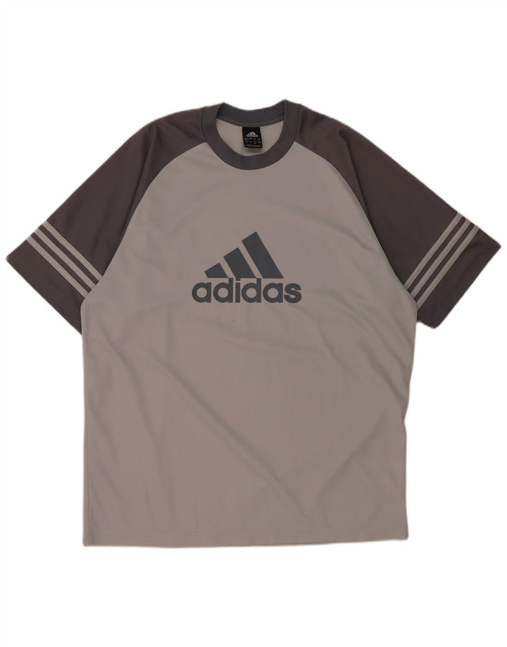 ADIDAS Mens Climalite Graphic T-Shirt Top UK 42/44 Grande Cinza Colorblock