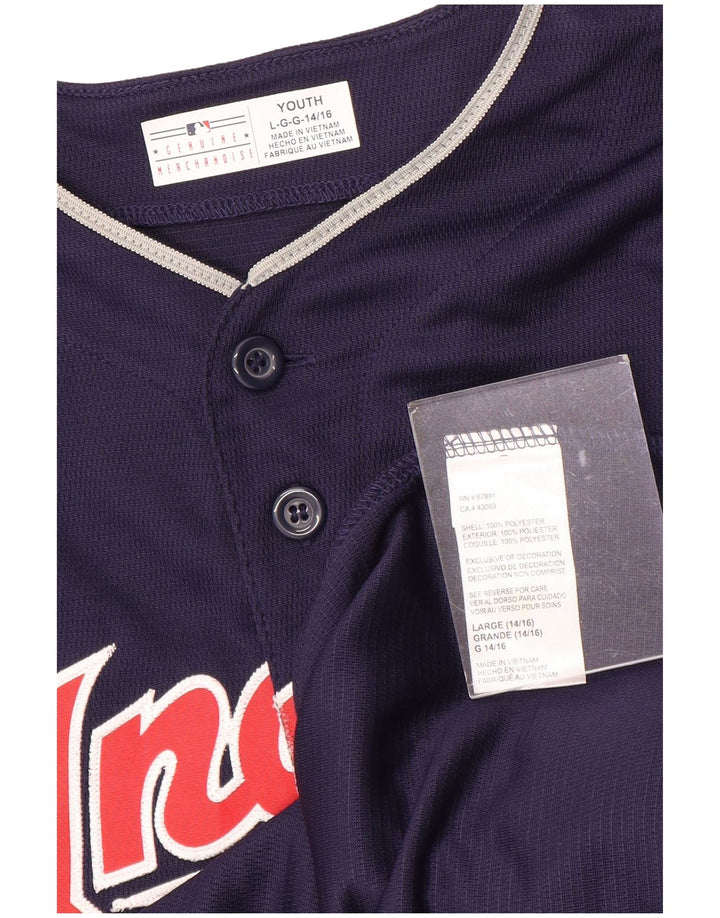 MERCADORIA GENUÍNA Camiseta masculina Indians 14-15 anos grande azul marinho