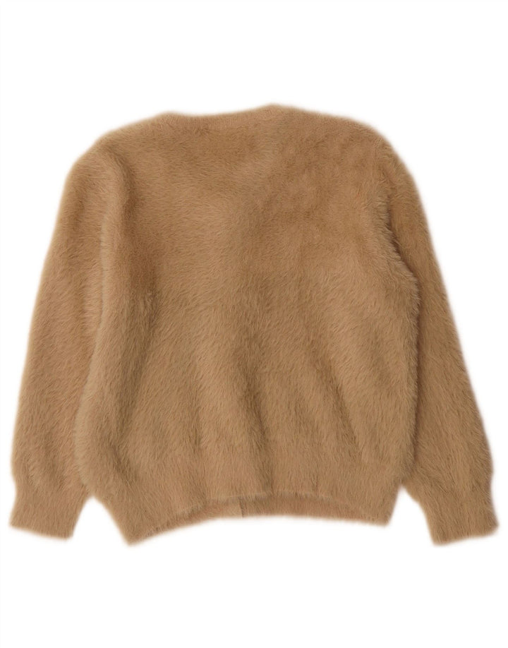 Suéter cardigã feminino Zara manga 3/4 Reino Unido 14 médio bege