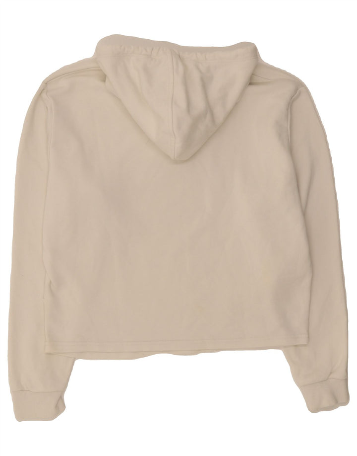 PUMA Womens Oversized Graphic Crop Hoodie Jumper UK 6 XS White Vintage Puma and Second-Hand Puma from Messina Hembry 
