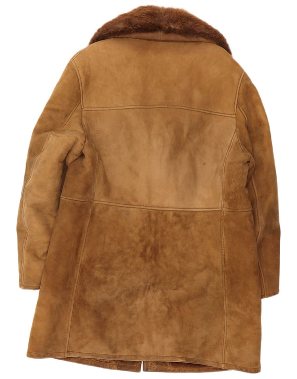 Sobretudo masculino vintage Shearling UK 38 bege médio