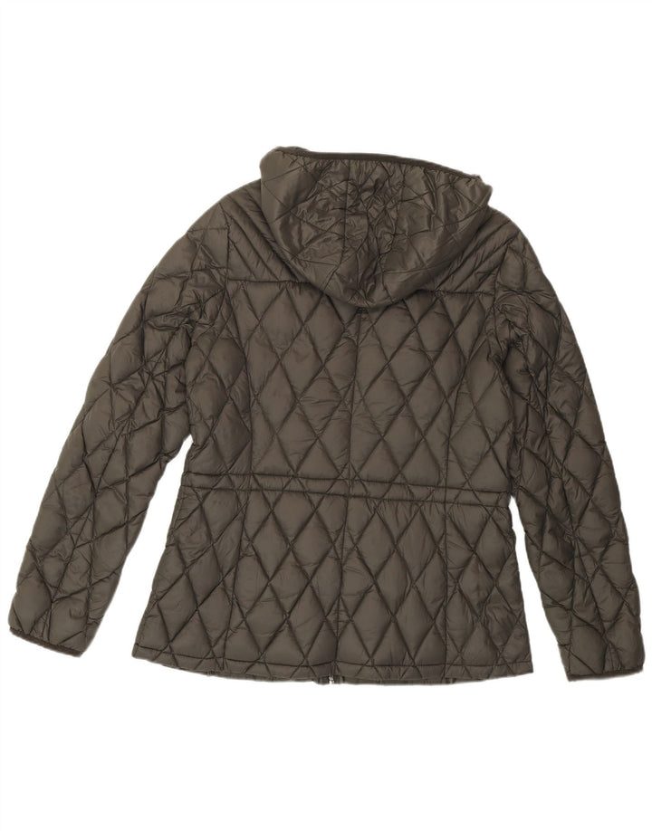 Jaqueta feminina acolchoada com capuz MICHAEL KORS Reino Unido 14 nylon cinza médio