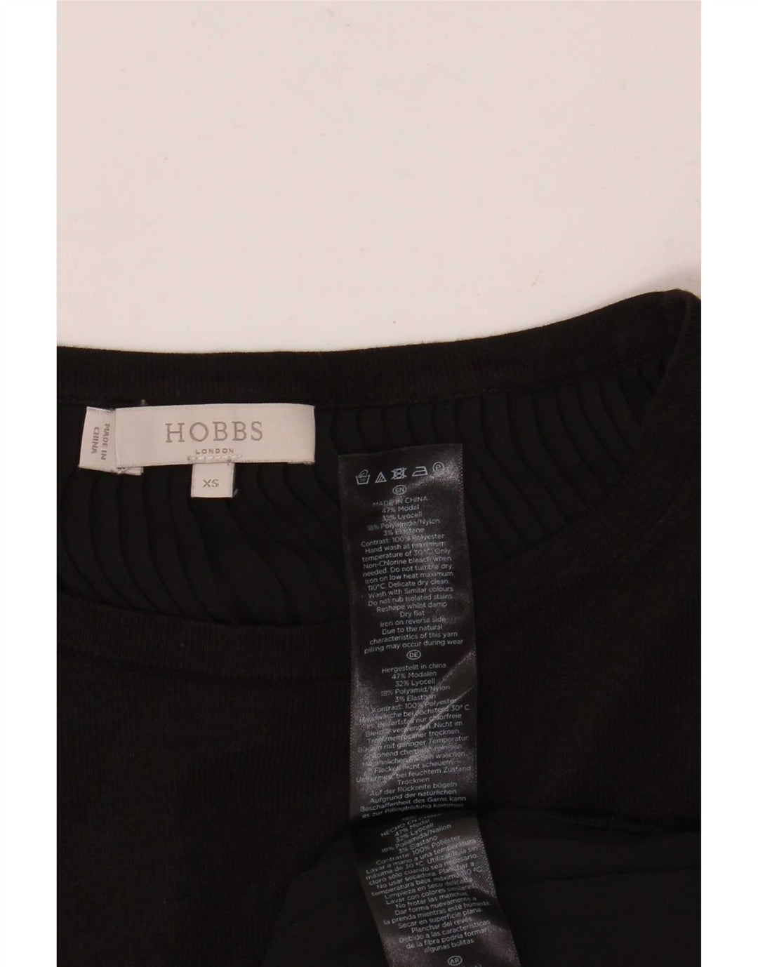 Top oversized feminino Hobbs manga 3/4 UK 6 XS preto modal