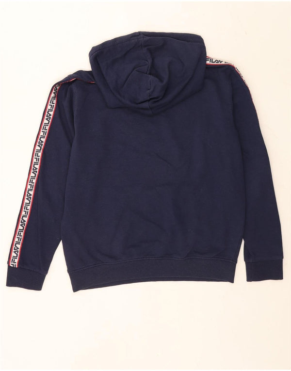 Fila Mens Graphic Hoodie Jumper Médio Azul Marinho Colourblock Algodão
