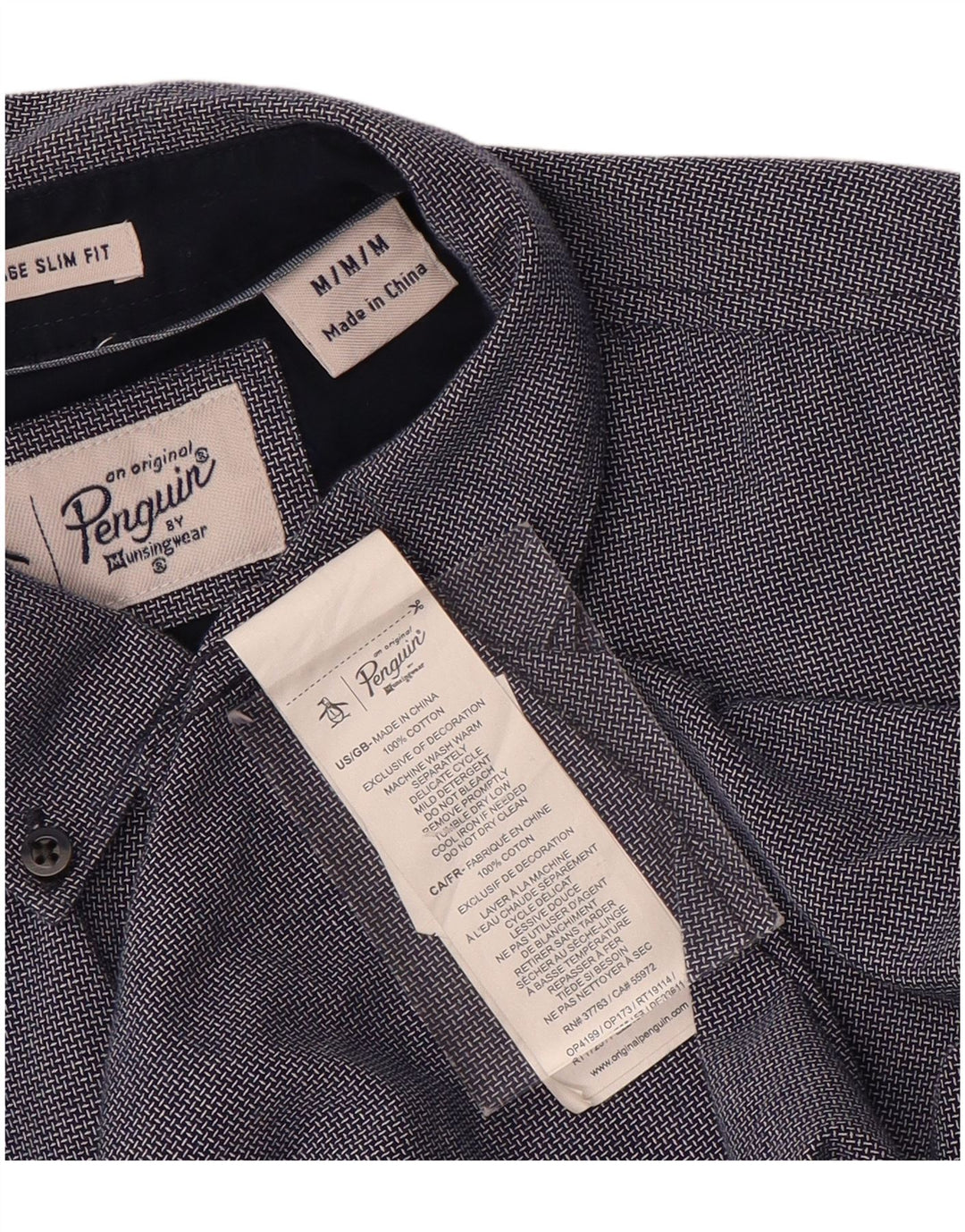 Camisa masculina Penguin Heritage Slim Fit de algodão azul médio