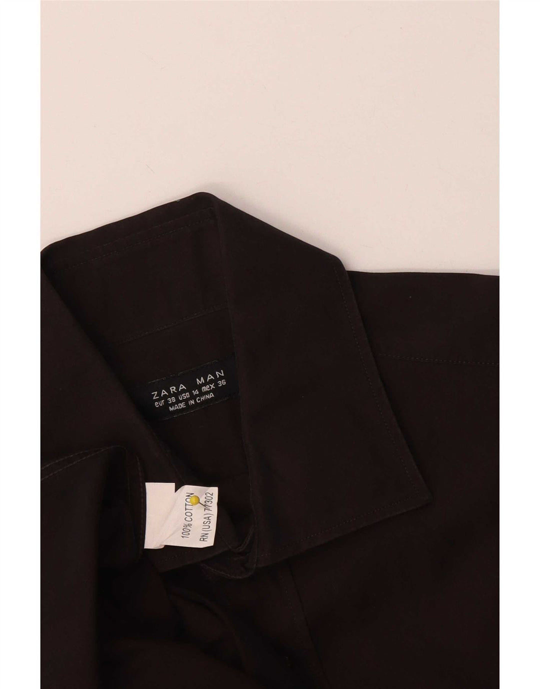 Camisa masculina Zara EU 38 algodão marrom médio