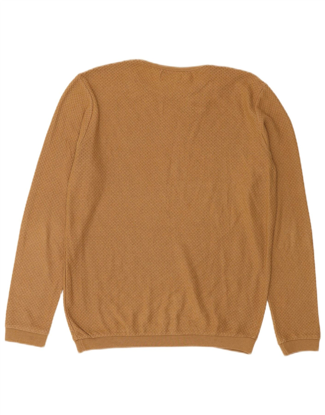 Suéter masculino ZARA com gola redonda e algodão bege médio