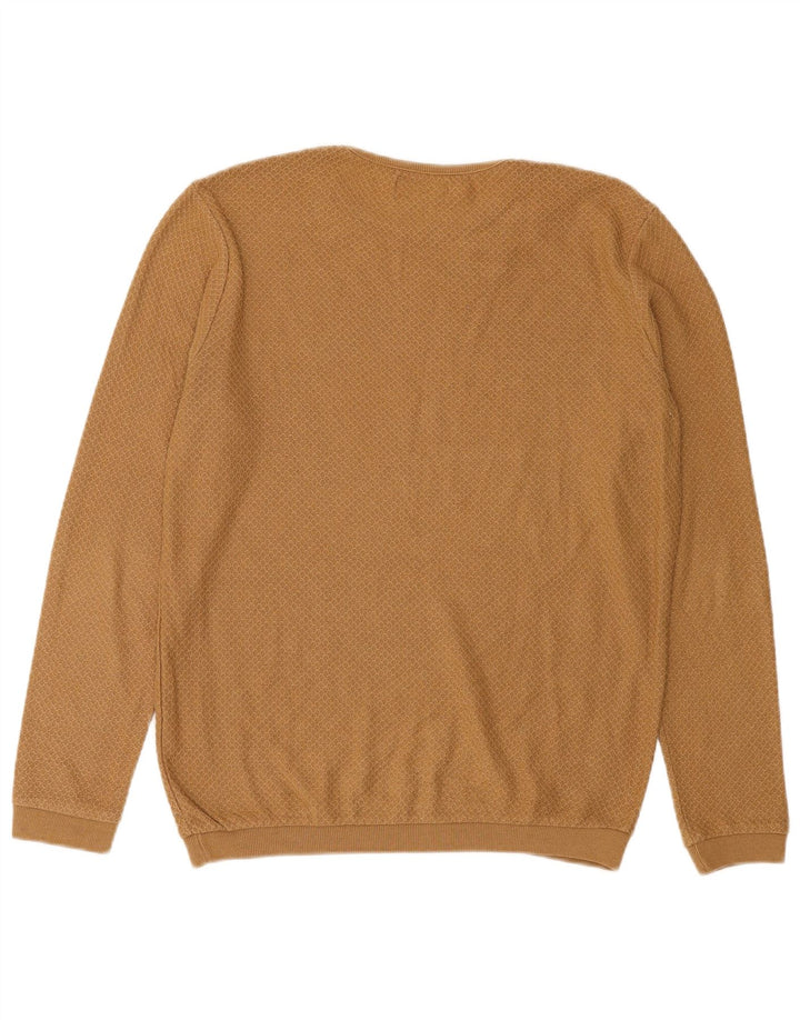 Suéter masculino ZARA com gola redonda e algodão bege médio