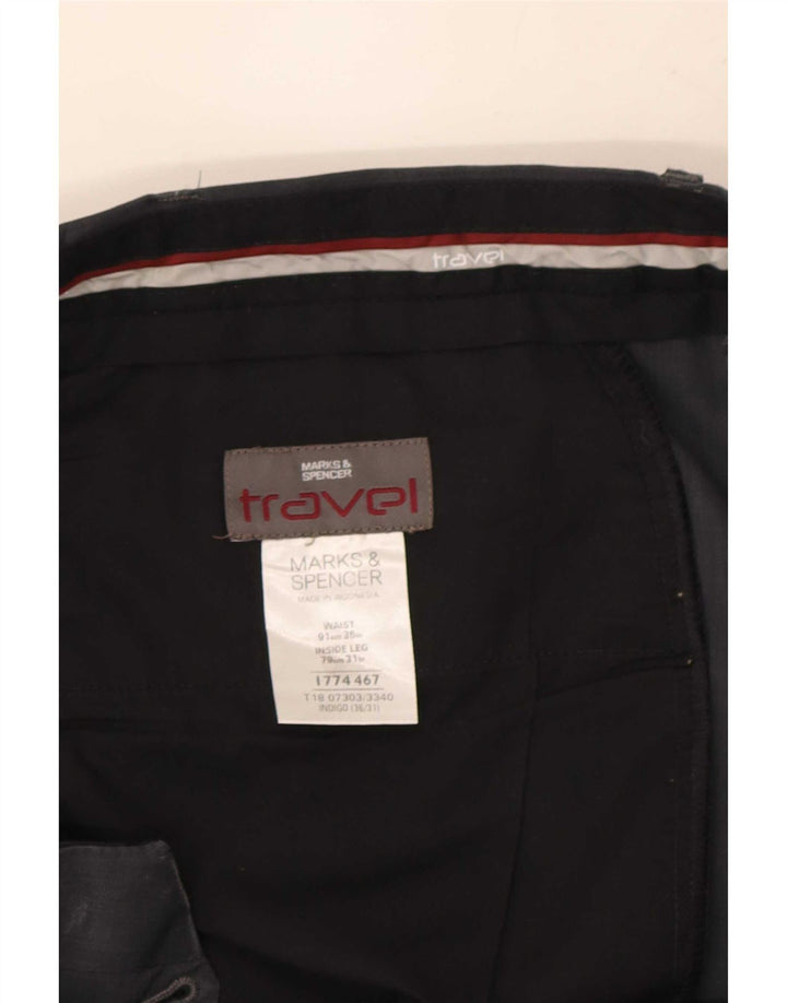 Calça chino reta masculina Marks & Spencer W36 L31 azul poliéster