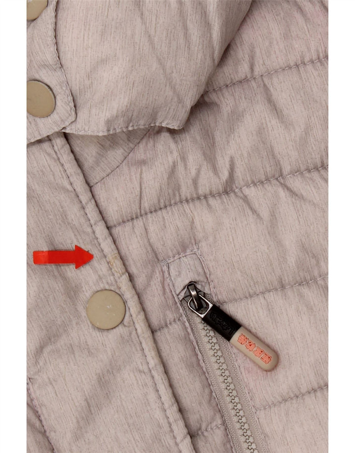 Jaqueta acolchoada com capuz feminina Superdry UK 14 poliéster cinza grande