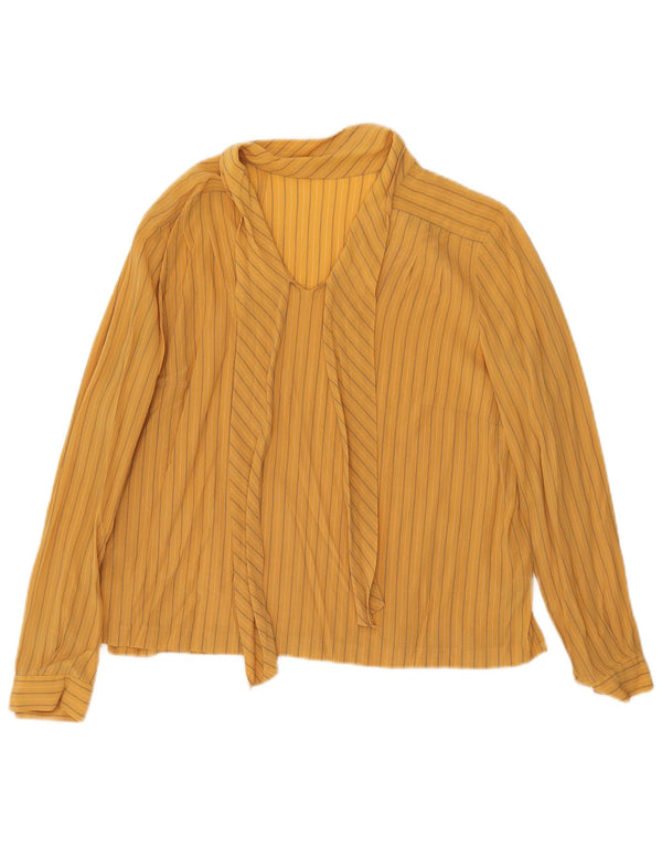 Blusa feminina vintage transparente UK 16 grande listrada amarela