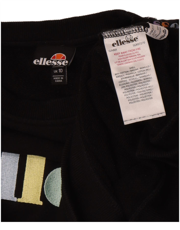 Ellesse Suéter feminino gráfico oversized com capuz UK 10 pequeno preto