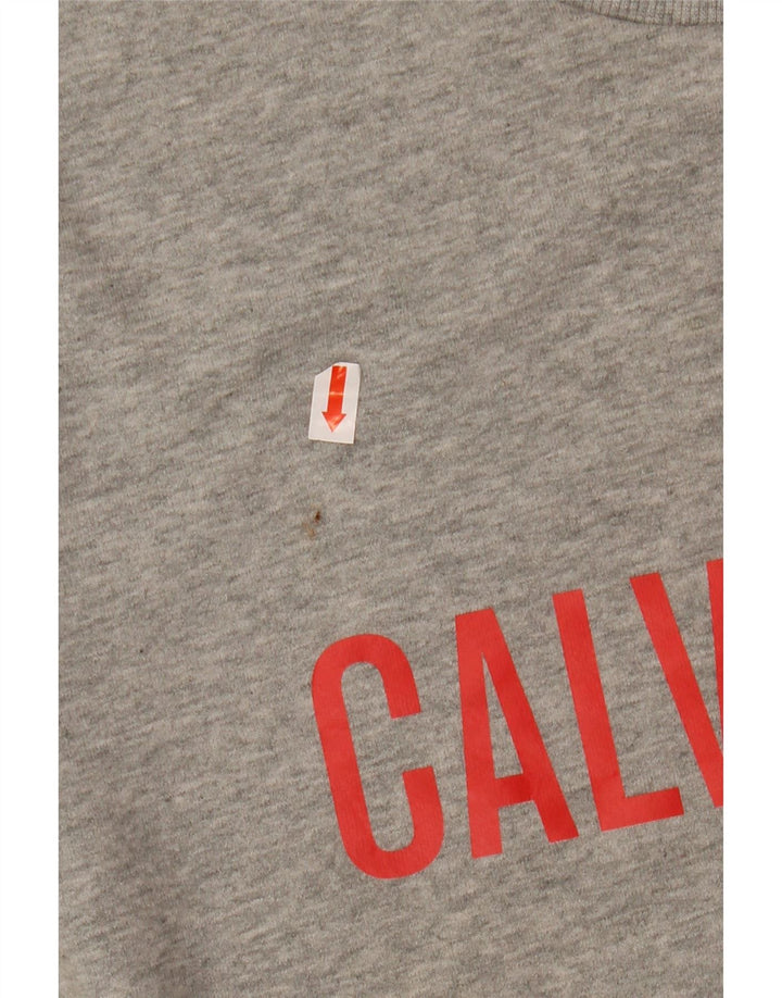 CALVIN KLEIN Suéter gráfico masculino com capuz cinza médio