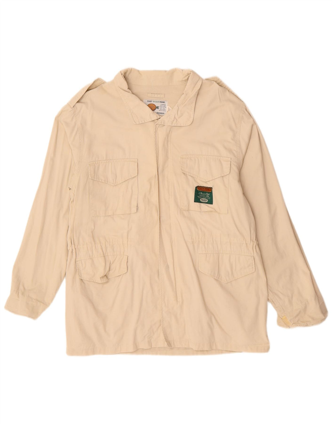Jaqueta militar masculina VINTAGE UK 40 algodão bege grande