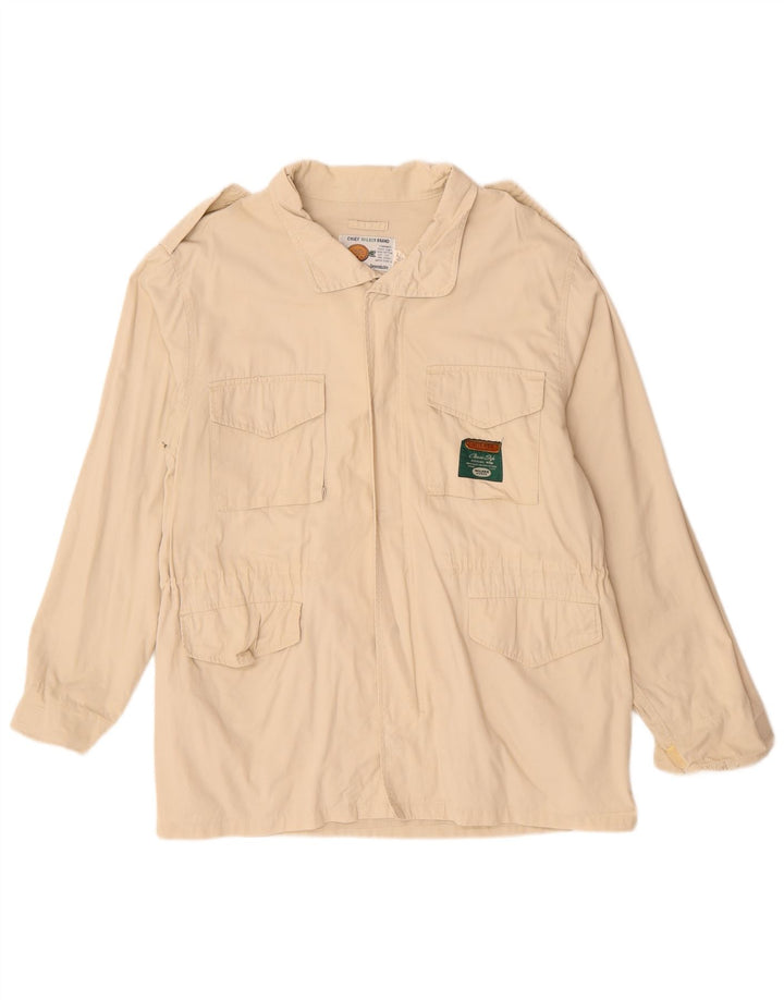 Jaqueta militar masculina VINTAGE UK 40 algodão bege grande
