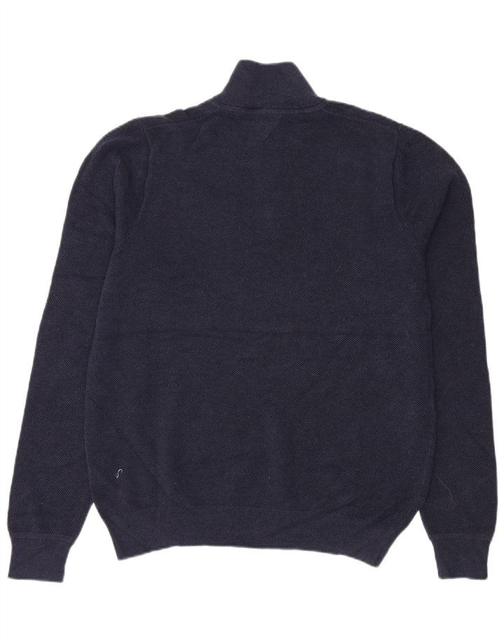 Suéter masculino John Lewis com zíper e gola alta de algodão azul marinho