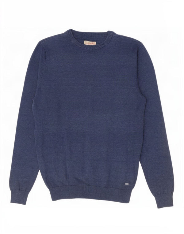 Petrol Industries Mens Crew Neck Jumper Sweater Medium Navy Blue Pinstripe