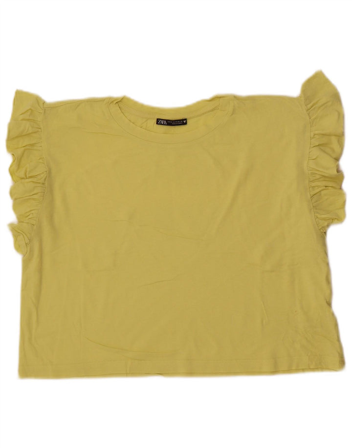 Camiseta feminina Zara Crop Top UK 14 Médio Amarelo