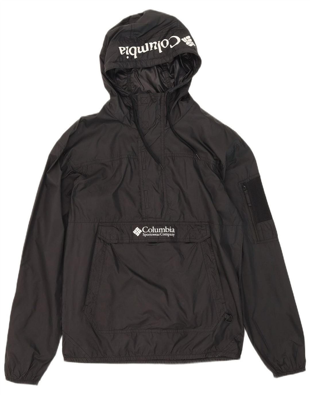 Jaqueta de chuva masculina com capuz Columbia UK 36 poliéster preto pequeno