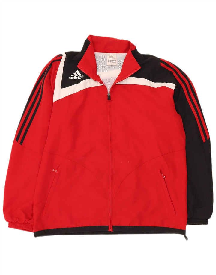 Adidas Mens Tracksuit Top Jacket UK 42/44 Grande Vermelho Colorblock Poliéster