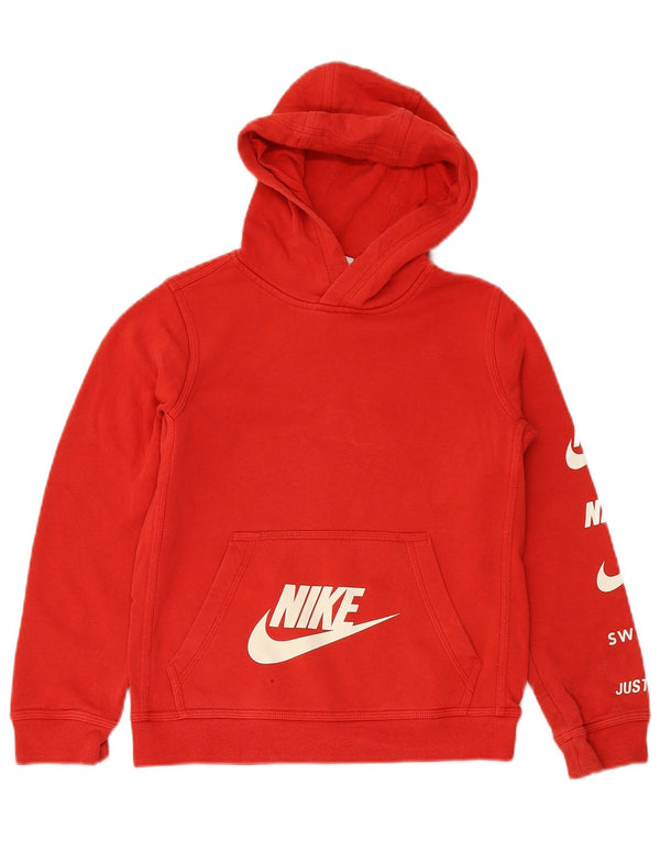 Jumper com capuz gráfico Nike Boys 10-11 anos médio algodão vermelho