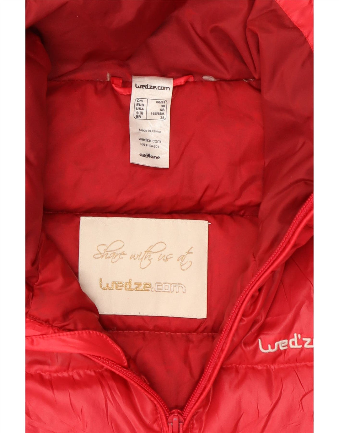 Jaqueta acolchoada masculina Wedze UK 34 XS poliéster colorblock vermelho