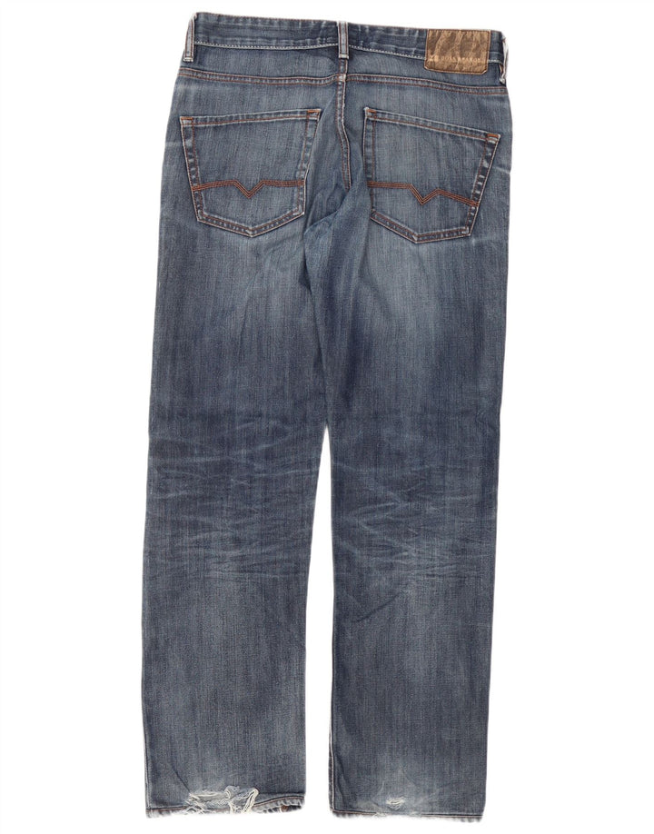 Hugo Boss Mens Straight Jeans W33 L32 Azul Algodão