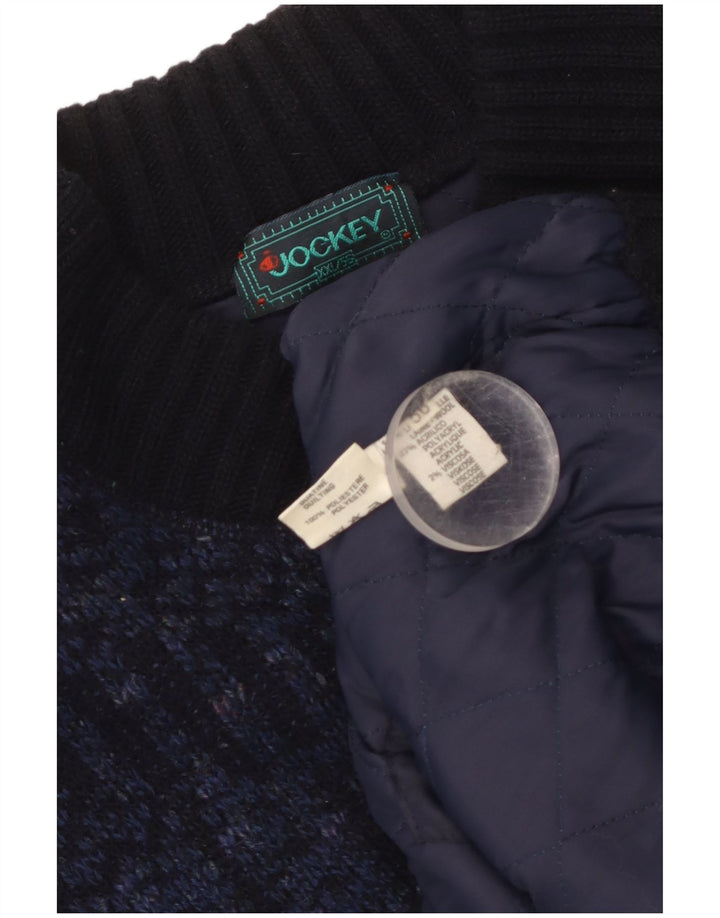 Suéter cardigã masculino Jockey 2XL lã manchada azul marinho