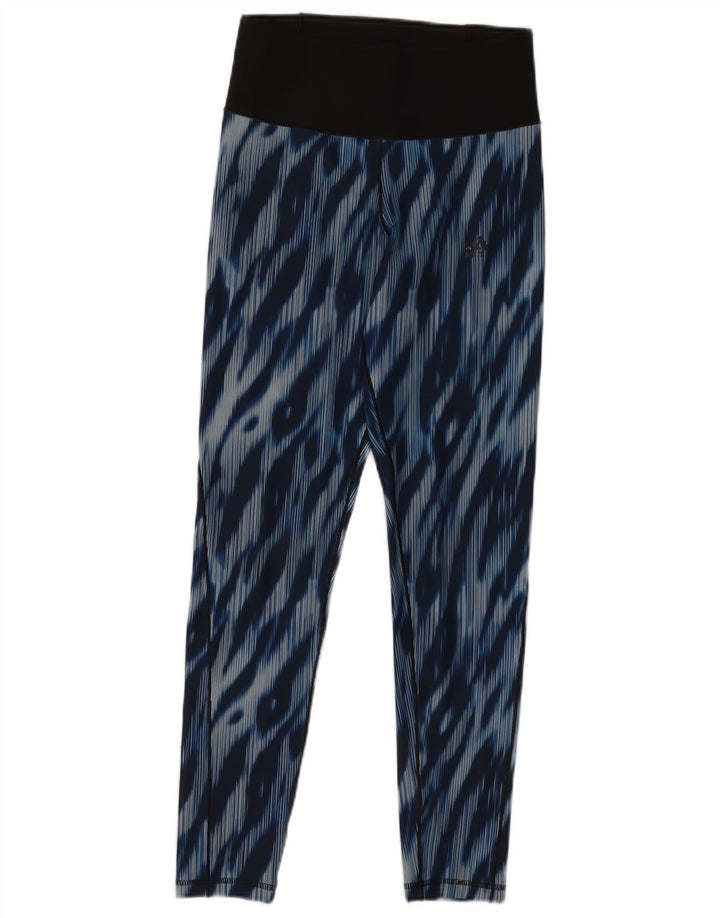 Leggings Adidas Femininas UK 8-10 Pequenas Azul Tie Dye Poliéster