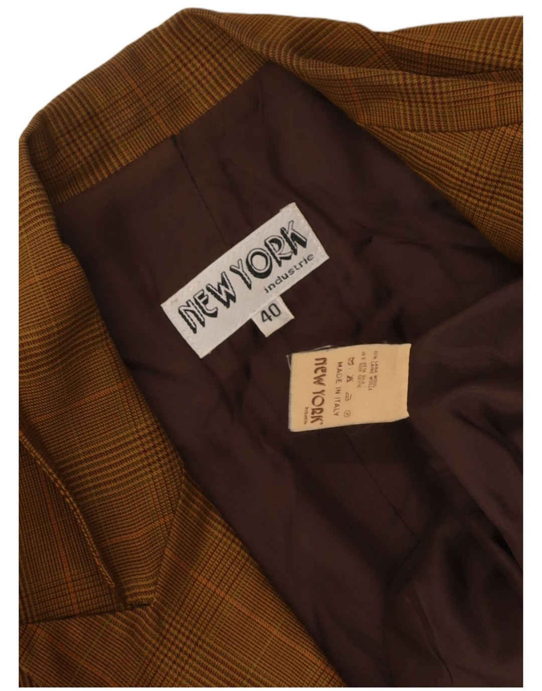 Jaqueta blazer feminina New York Industrie IT 40 pequena xadrez bege