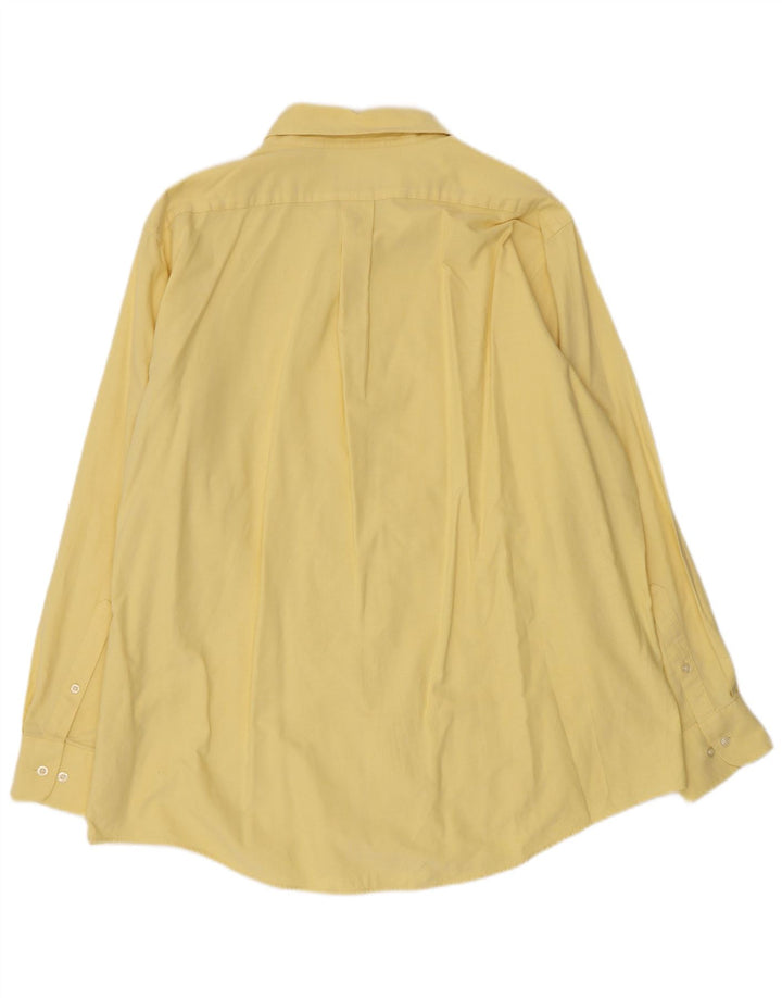 Camisa masculina CHAPS Classic Fit tamanho 17 17 1/2 XL algodão amarelo