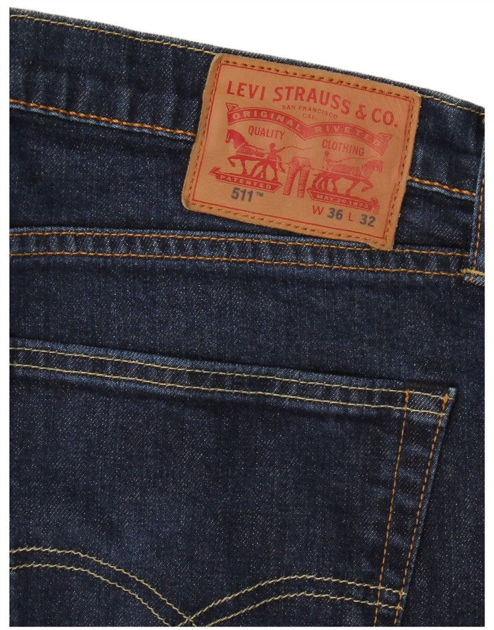 Levi's Masculino 511 Slim Jeans W36 L32 Azul Marinho Algodão