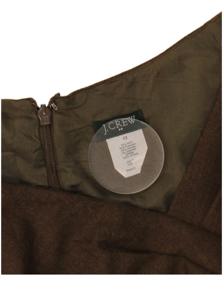 J. CREW Vestido feminino bainha US 12 grande lã marrom