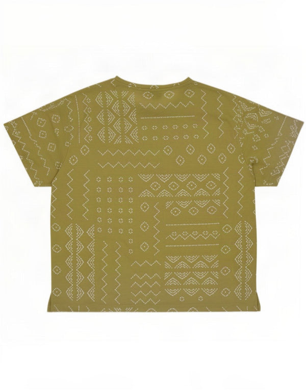 Camiseta feminina Marks & Spencer UK 14 grande poliéster geométrico verde