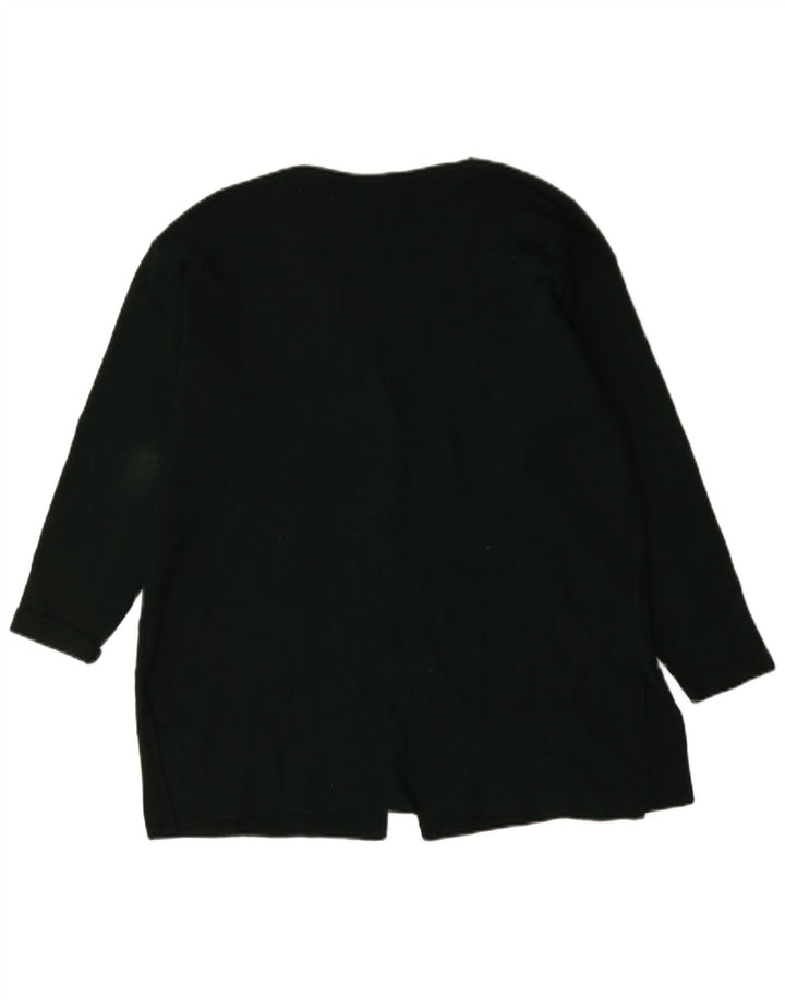 Suéter cardigã feminino grande Marks & Spencer Reino Unido 12 lã verde médio