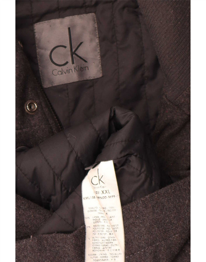Jaqueta utilitária masculina Calvin Klein UK 44 2XL lã cinza