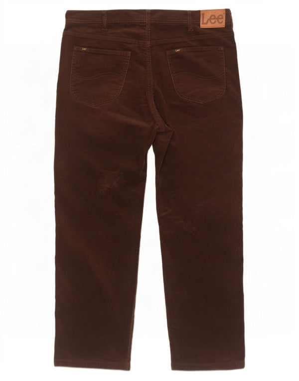Calça masculina de veludo cotelê Lee Brooklyn Straight W42 L29 algodão marrom