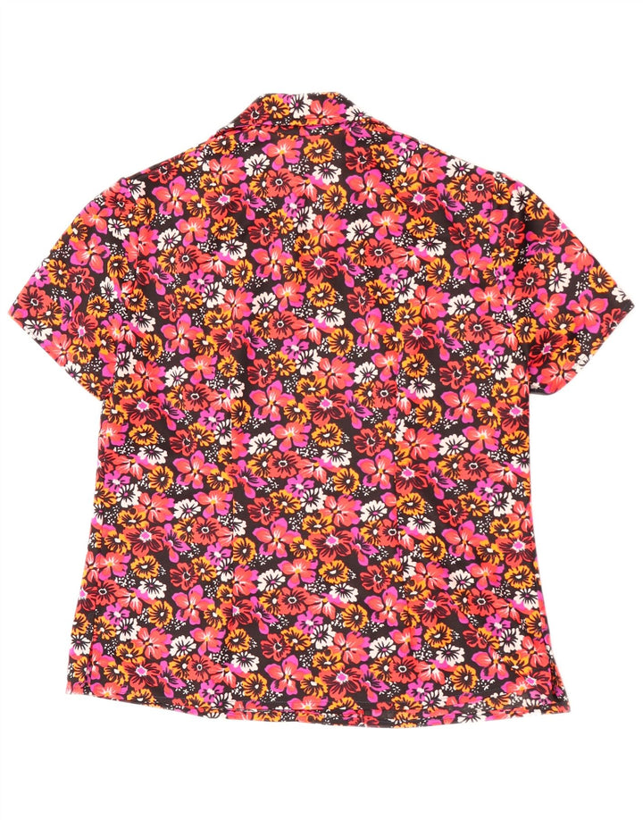 Blusa feminina vintage UK 14 grande floral vermelho