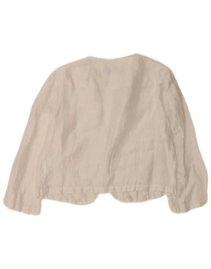 Bolero feminino superior manga 3/4 IT 46 linho branco grande