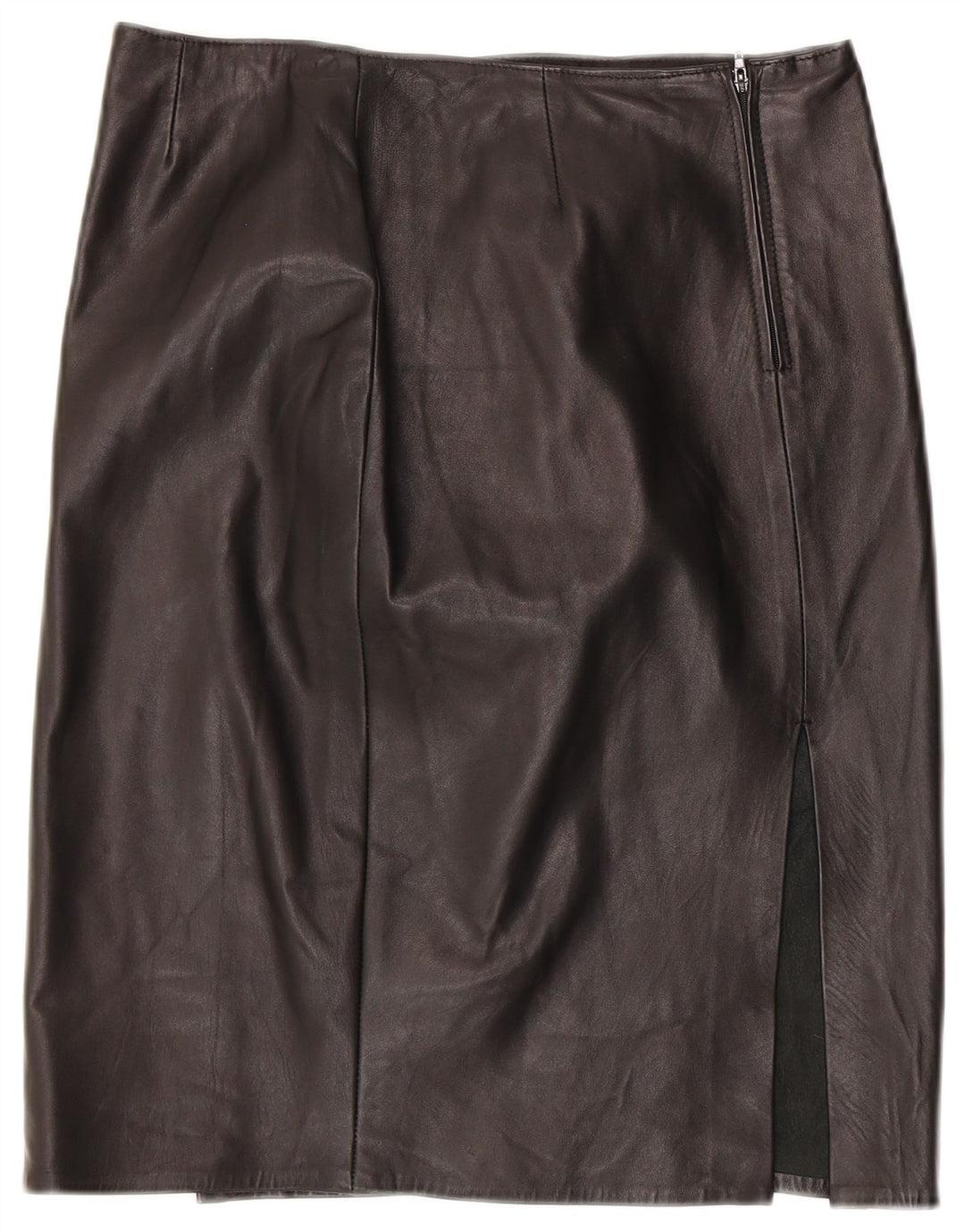 Saia de couro feminina vintage IT 46 grande W30 couro preto