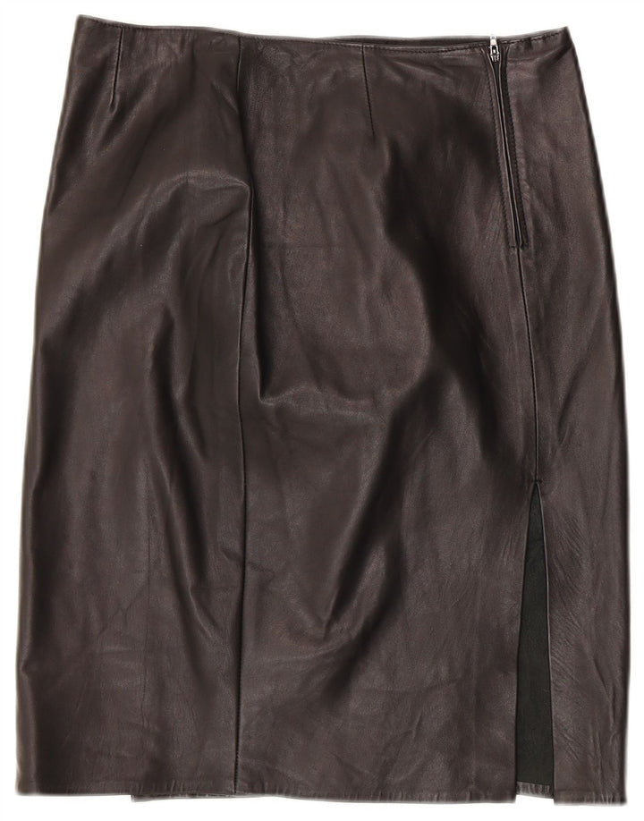 Saia de couro feminina vintage IT 46 grande W30 couro preto
