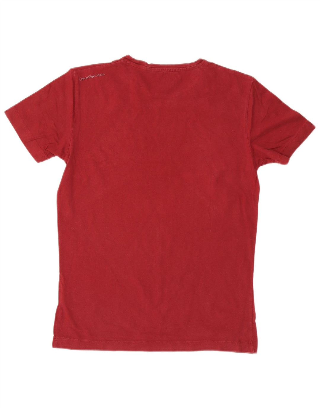 Camiseta masculina CALVIN KLEIN JEANS com estampa gráfica pequena de algodão vermelho