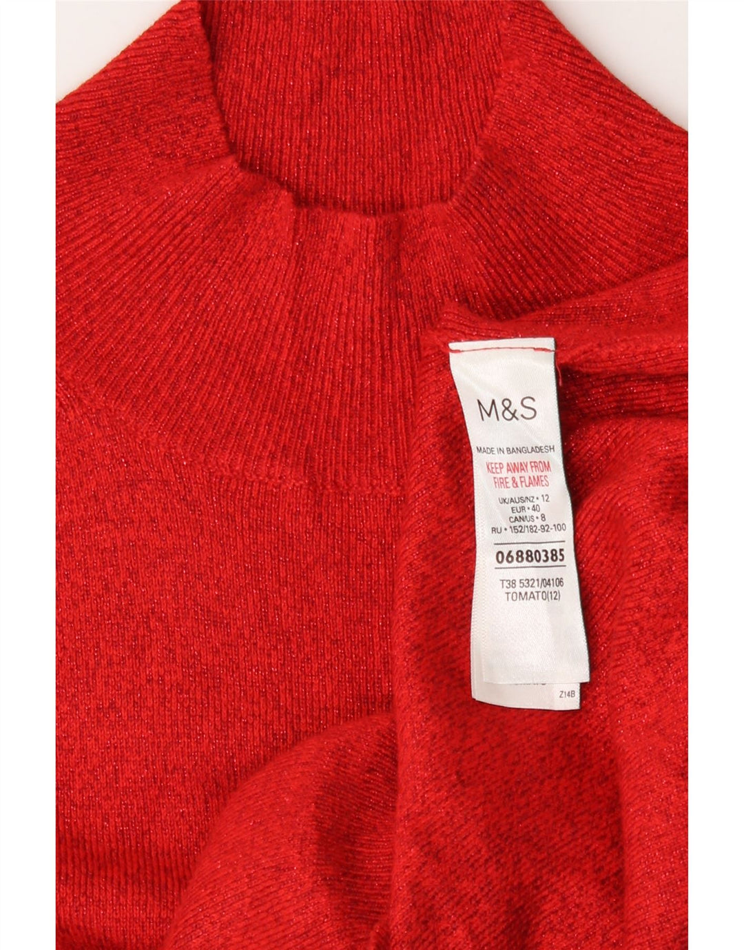 Suéter feminino Marks & Spencer com gola tartaruga Reino Unido 12 viscose vermelha média