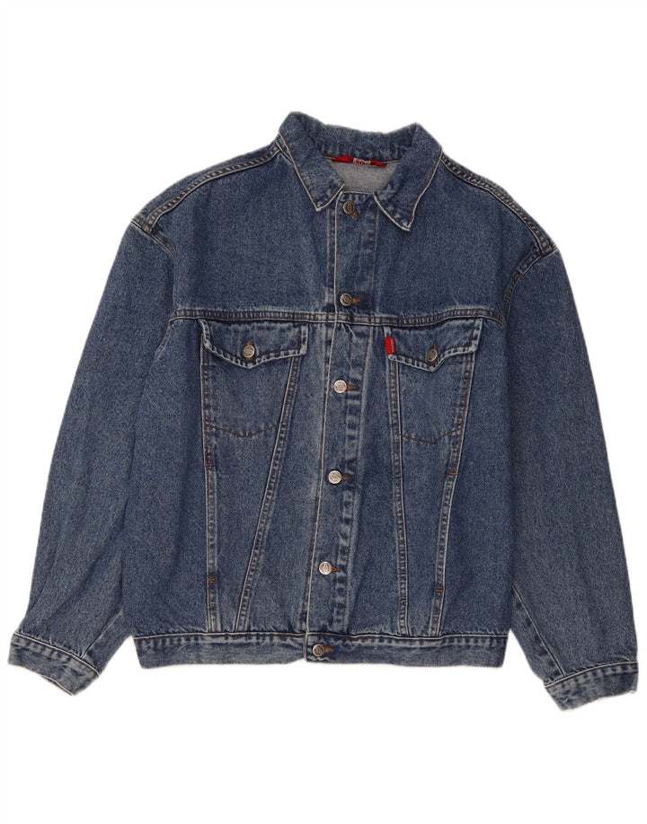 VINTAGE Mens Denim Jacket UK 40 Large Blue Cotton