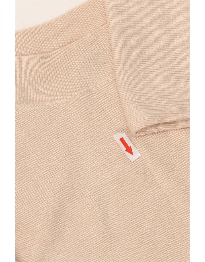 Top curto feminino Oasis manga 3/4 Reino Unido 12 viscose bege médio