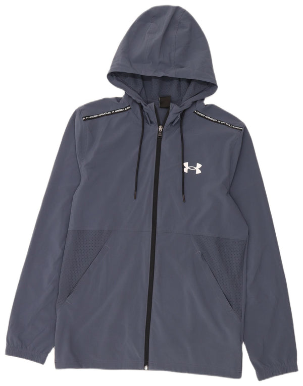 Under Armour Mens Zip Hoodie Sweater Medium Navy Blue Polyester