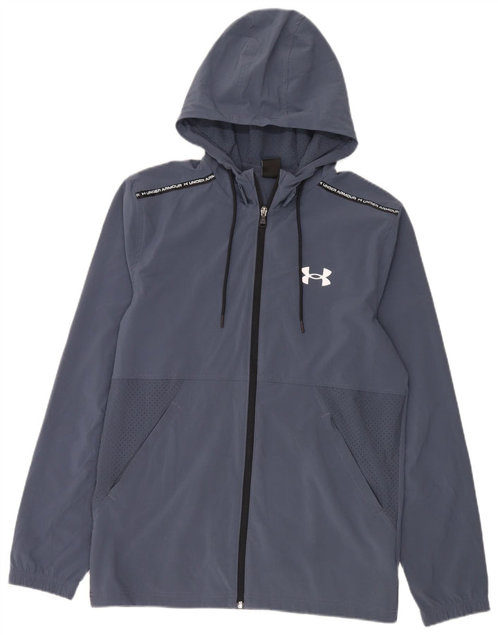 Suéter masculino Under Armour com capuz e zíper médio azul marinho poliéster